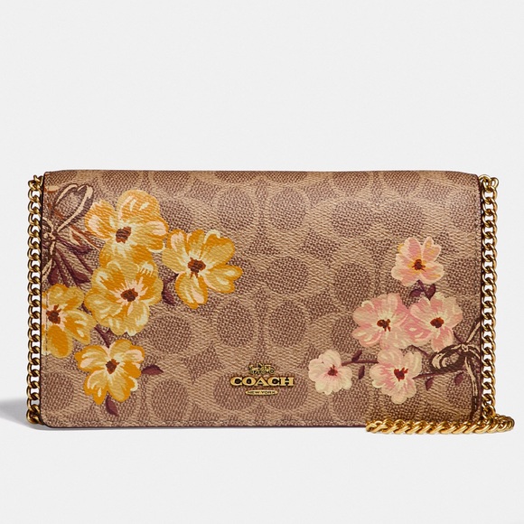 Coach Callie Foldover Chain Clutch with Prairie Floral Print - Picture 2 of 6